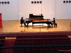 A rehearsal in progress for a live BBC broadcast of pianists Ami and Pascal Rogé, Wyastone Concert Hall