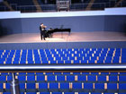 Rehearsal in progress for violin and piano recital at Birmingham Town Hall