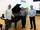 Vladimir Feltsman (left) at a recording session for Nimbus Records with Philip Kennedy and Adrian Farmer, producer